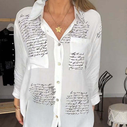 🔥Camisa de manga larga con solapa y estampado de moda para mujer🔥